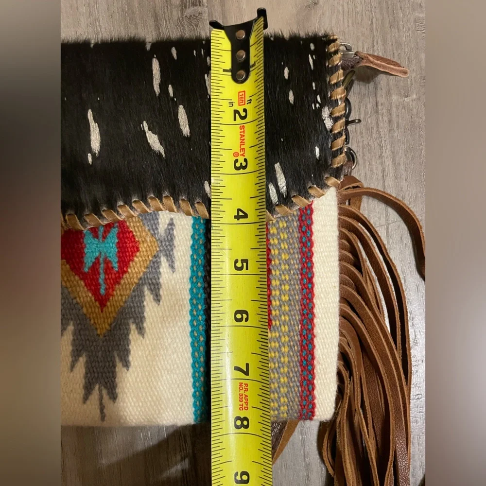 American darling saddle blanket with hair on hide crossbody purse - Picture 9 of 10